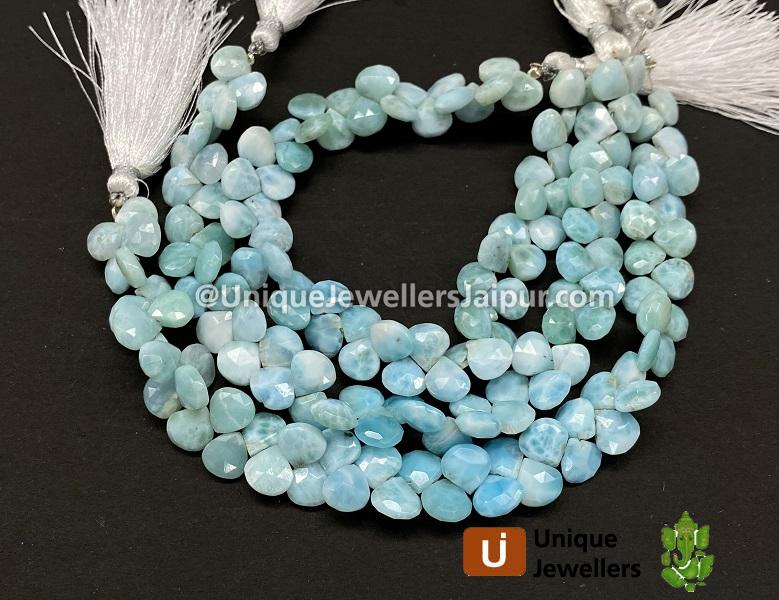 Larimar Faceted Heart Beads